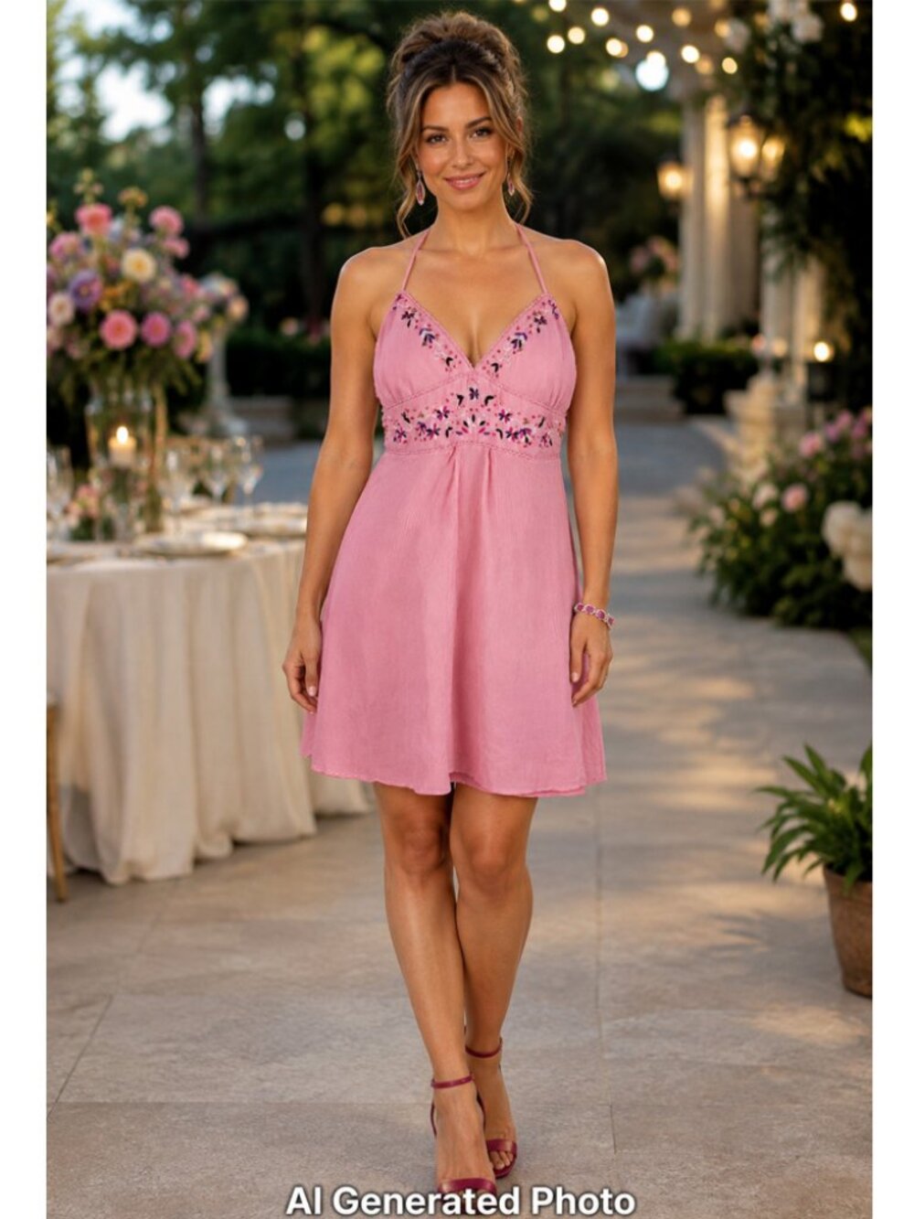 Id Entity Lord & Taylor Pink Silk Halter Dress Size 14